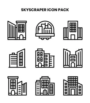 Skyscraper Line Scalable Icons Pack Stock-Illustration