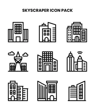 Skyscraper Line Scalable Icons Pack Illustrazione stock
