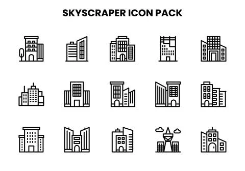 Skyscraper Line Scalable Icons Pack イラスト素材