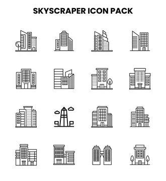 Skyscraper Line Set Icons Pack イラスト素材