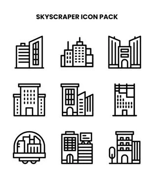 Skyscraper Line UI Icons Pack Иллюстрация