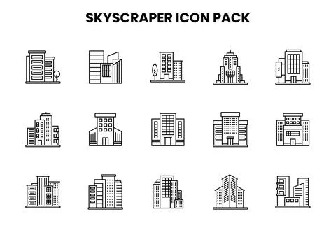 Skyscraper Line UI Icons Pack イラスト素材