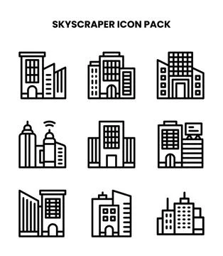 Skyscraper Line Vector Icons Pack イラスト素材