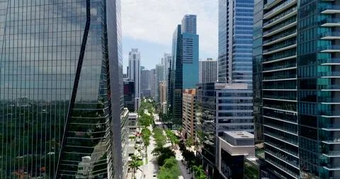 Skyscraper lined streets of Miami Stock Footage 157385852