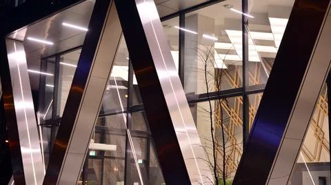 Skyscraper lobby in  business district. Stock Photos