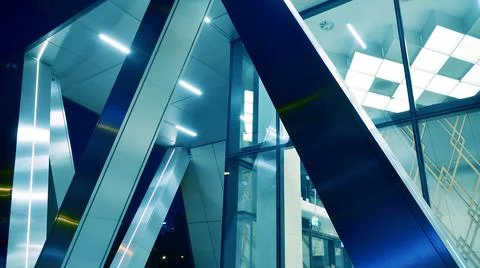 Skyscraper lobby in  business district. Stock Photos