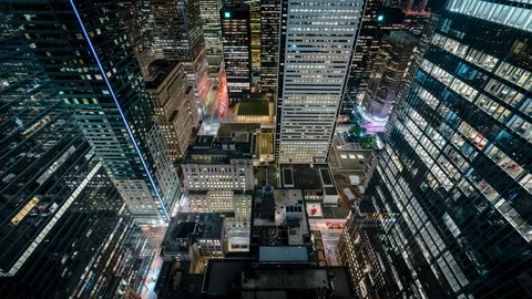 Skyscraper Lookdowns in Toronto at Night Stock Footage 94422400