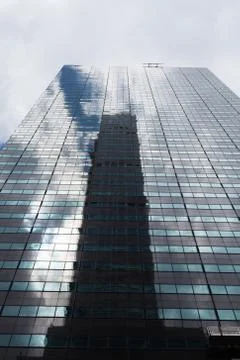 Skyscraper low angle view with reflections, New York City Stock Photos
