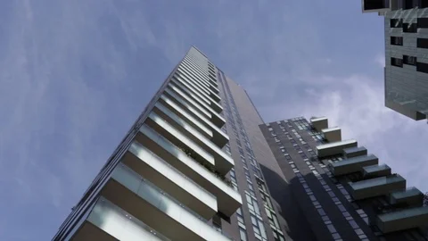 Skyscraper in Milan panning upwards Stock Footage 104368166