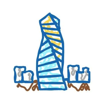 Skyscraper modern building icon doodle illustration Ilustración de archivo