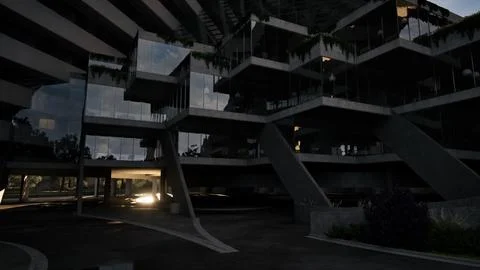 A skyscraper with a multitude of windows stretching towards the sky Ilustración de archivo