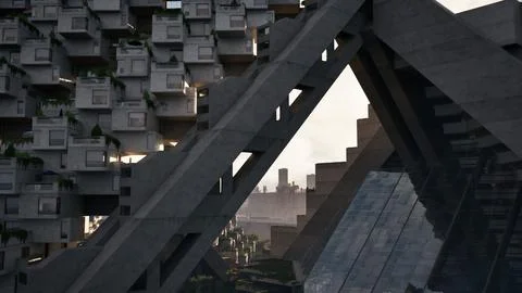 A skyscraper with a multitude of windows stretching towards the sky Ilustración de archivo