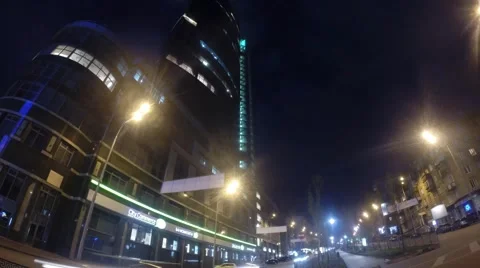 Skyscraper at night timelapse Stock Footage 40116955