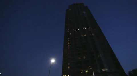 Skyscraper at Nighttime Stock Footage 28840447