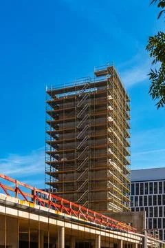 Skyscraper office building under construction in the new European Quarter Stock Photos