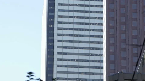 Skyscraper office close-up. Stunning view of Toronto skyscrapers illuminated by  Video stock 298265226