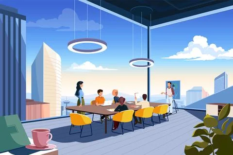 Skyscraper office with sky view Stock Illustration