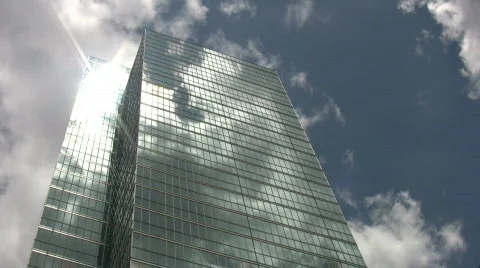 Skyscraper office with timelapse clouds Stock Footage