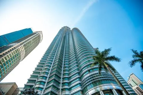Skyscraper with palm trees Stock Photos