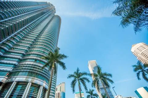 Skyscraper with palm trees Stock Photos