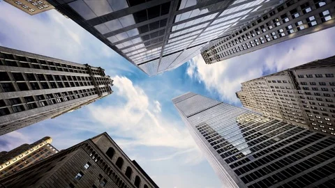 Skyscraper with Passing Airplane Stock Footage 75267867