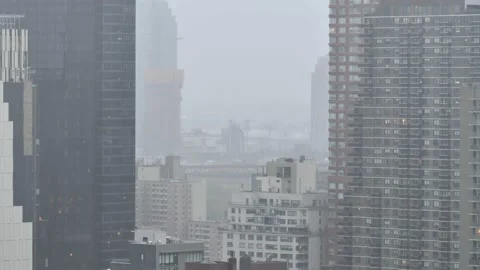 Skyscraper Rainy Timelapse Stock Footage 144774212