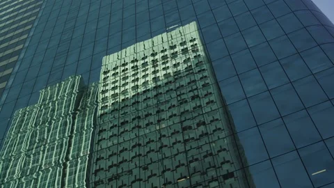 Skyscraper reflection with green glass windows at business district in Paris, Stock-Footage 119361146