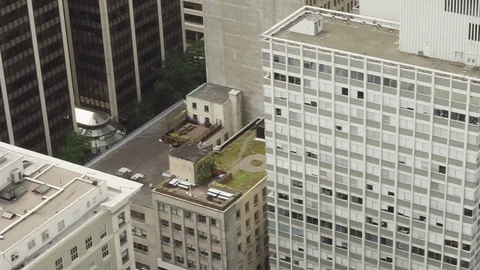 Skyscraper rooftops and garden Stock Footage 112356629