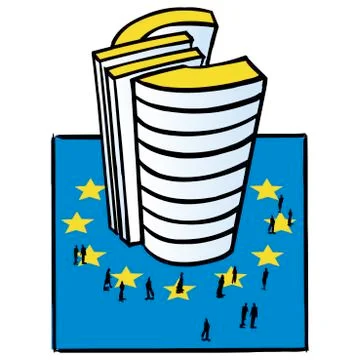 Skyscraper in shape of Euro symbol Ilustración de archivo