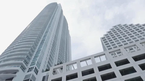 Skyscraper Slow Motion in low angle in Miami brickell business district the day. 스톡 동영상 110768536