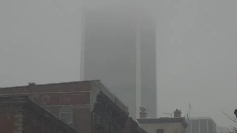 Skyscraper in the snow winter day flat light weather Vídeo Stock 289783172