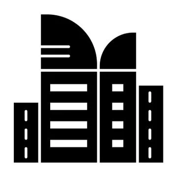 Skyscraper solid icon. High rise building with round top vector illustration Ilustración de archivo