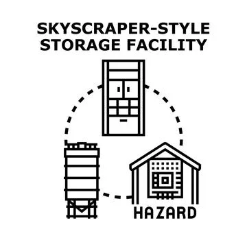 Skyscraper style storage facility concept vector illustration Stock-Illustration