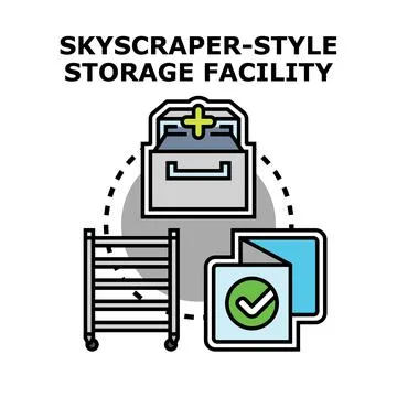 Skyscraper style storage facility concept illustrating organization Stock-Illustration
