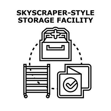 Skyscraper style storage facility concept illustrating organization Stock-Illustration