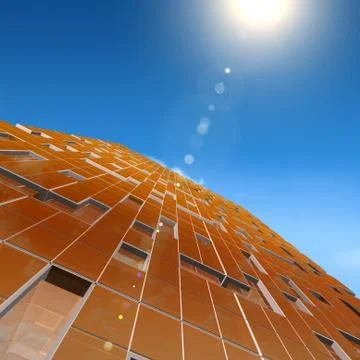 Skyscraper sunray construction 3d rendering Stock Illustration