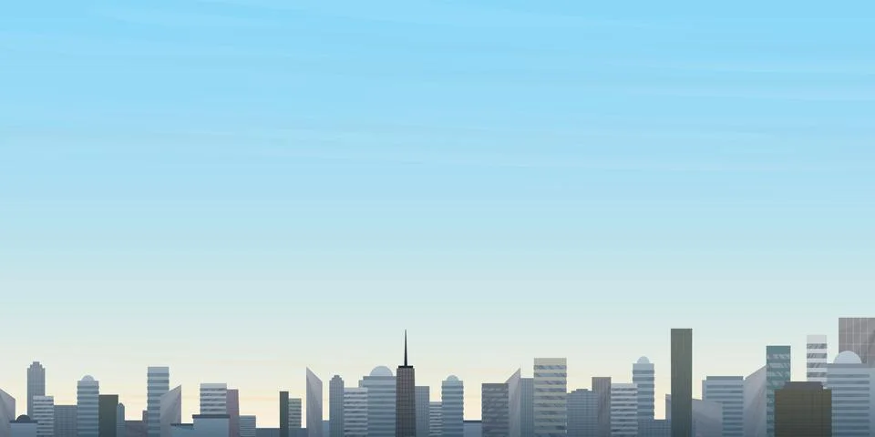 Skyscraper with sunrise sky background vector illustration have blank space.. Stock-Illustration