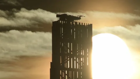Skyscraper Sunset Stock Footage 166933314