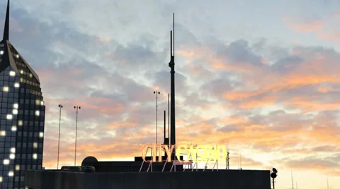 Skyscraper in sunset - tracking shot -  background Stock Footage 37105125