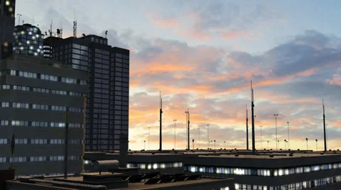 Skyscraper in sunset - tracking shot -  background Video stock 37105138