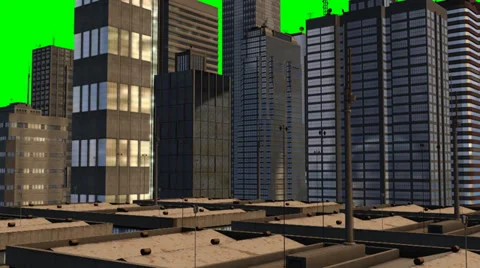 Skyscraper in sunset - tracking shot - green screen background Video stock 37105201