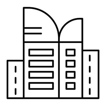 Skyscraper thin line icon. High rise building with round top vector illustration Ilustración de archivo