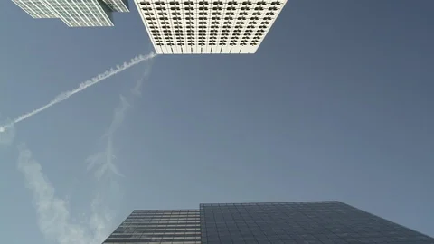 Skyscraper Time lapse view, looking up at office building architecture in the Stock Footage 119361930