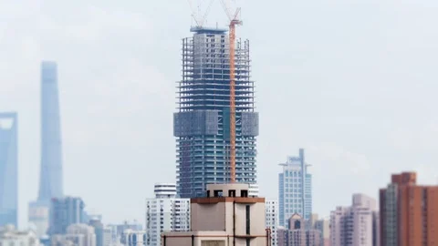 Skyscraper Timelapse Completion, 3 years, Shanghai, China Video stock 87669841