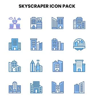Skyscraper Two Colour Collection Icons Pack イラスト素材
