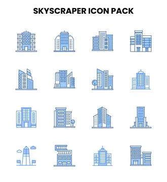 Skyscraper Two Colour Collection Icons Pack イラスト素材