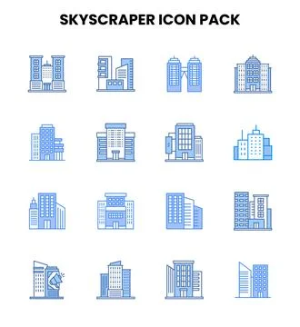 Skyscraper Two Colour Scalable Icons Pack イラスト素材