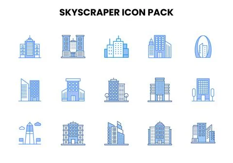 Skyscraper Two Colour Scalable Icons Pack Иллюстрация