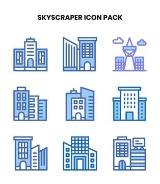 Skyscraper Two Colour Scalable Icons Pack Иллюстрация
