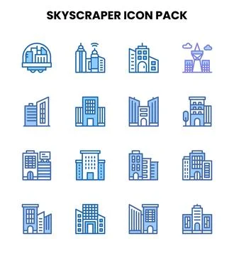 Skyscraper Two Colour Scalable Icons Pack Stock Illustration